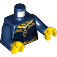 Torso Corset with Gold Crown and Trim Print (Maiden), Dark Blue Arms, Yellow Hands