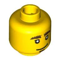 Minifig Head Knight / Space Police Officer, Bushy Eyebrows and Goatee, Smile / Worried Print