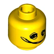 Minifig Head Bad Cop, Dual Sided, Silver Sunglasses / Scribble-Face Print [Hollow Stud]