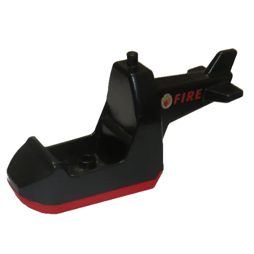 Duplo Helicopter Body without Skids, with Red Base and 'FIRE' Print