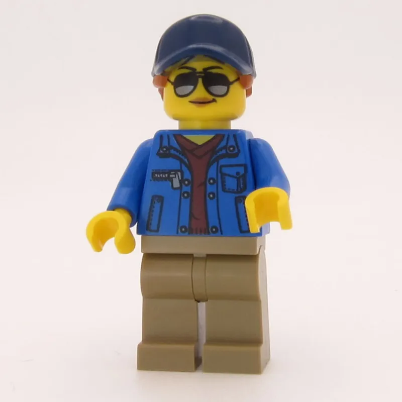 Woman, Blue Jacket, Dark Tan Legs, Dark Blue Cap with Ponytail