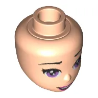 Minidoll Head with Lavender Eyes, Dark Pink Lips, Open Mouth Print