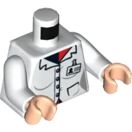 Torso Lab Coat with 4 Buttons and ID Badge Print, White Arms, Light Nougat Hands