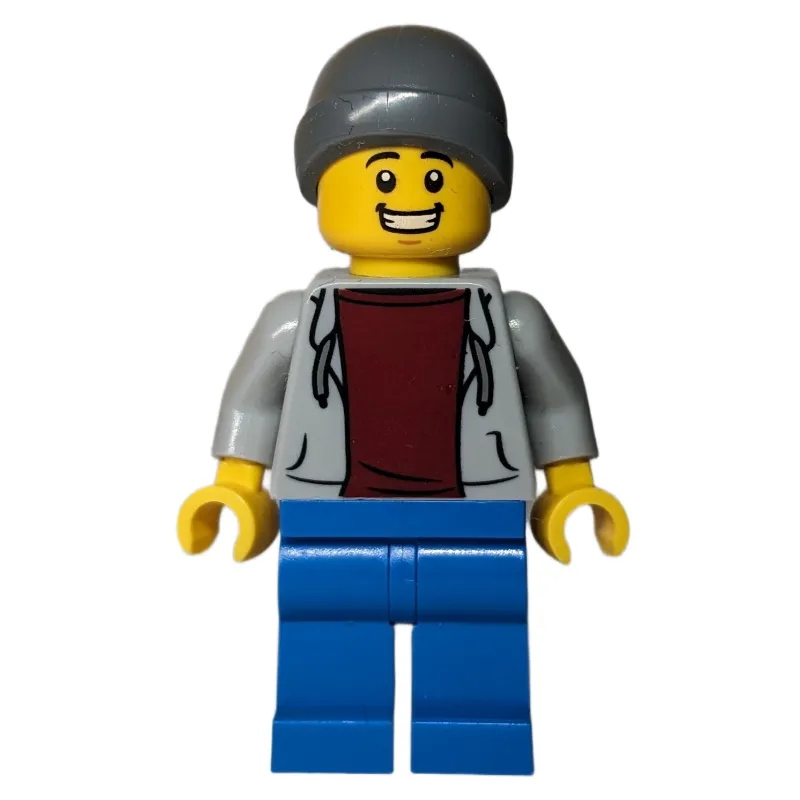 Light Bluish Grey Torso, Blue Legs, Dark Bluish Grey Beanie