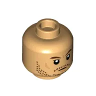 Minifig Head Din Djarin, Brown Eyebrows and Beard Stubble, Annoyed Print