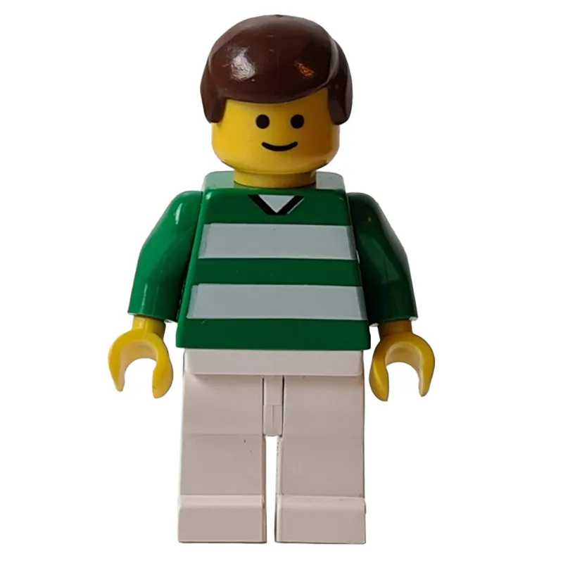 Soccer Player Green Torso, White Legs, Brown Hair, Standard Face, #10