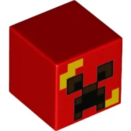 Minifig Head Special, Cube with Creeper, Yellow Stripes Print
