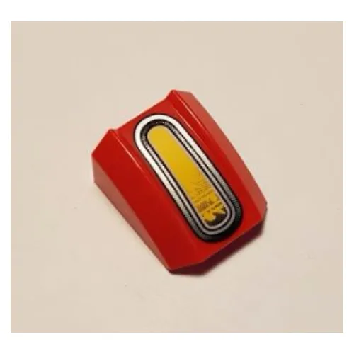 Slope Curved 2 x 2 with Lip, No Studs with Yellow and Dark/Light Gray Headlamp Print [8380]