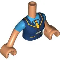 Minidoll Torso Woman with Dark Blue Uniform, Yellow Trim, Dark Azure Shirt, Tie print, Nougat Arms and Hands