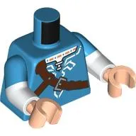 Torso, Dual Molded Arms, Tunic, Reddish Brown Straps, Silver Decorations Print, Dark Azure Sleeves Pattern, White Arms, Light Nougat Hands
