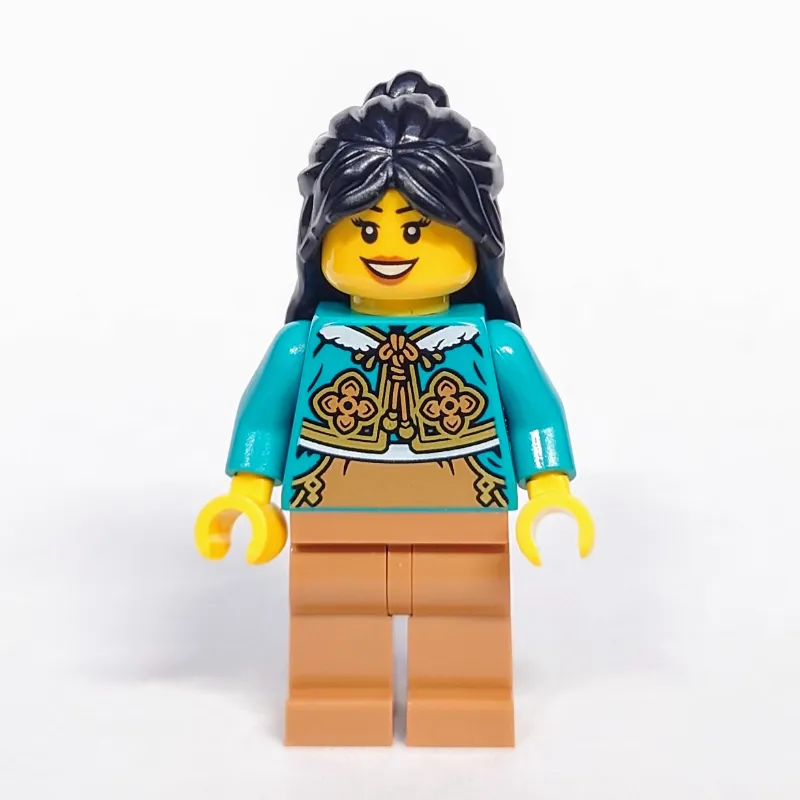 Dark Turquoise Torso, Medium Nougat Legs, Black Hair