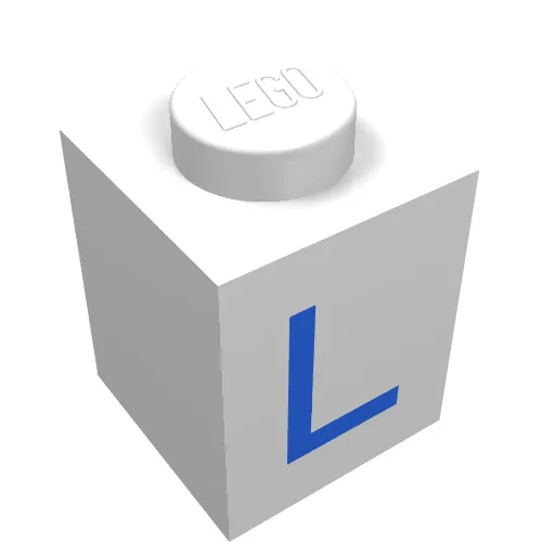 Brick 1 x 1 with Blue L Print