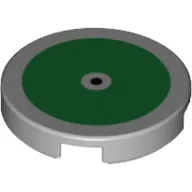 Tile Round 2 x 2 with Green Circle, Black Dot print
