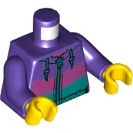 Torso Sweater with Dark Azure, Dark Pink, Purple Stripes, Zipper, Hood Cords Print, Dark Purple Arms, Yellow Hands