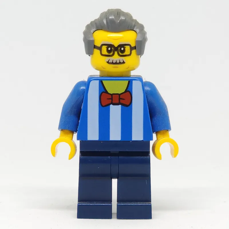 Blue Torso, Dark Blue Legs, Dark BLuish Grey Hair - Without Back Print