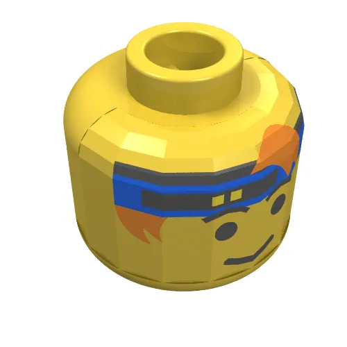 Minifig Head, Headband Blue with Eyebrows Print [Blocked Open Stud]
