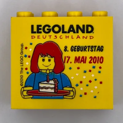 Brick 2 x 4 x 3 with 'LEGOLAND Deutschland Resort 8. Geburtstag 17. Mai 2010' Print