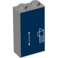 Brick 1 x 2 x 3 with White Blueprint Lines on Dark Blue Background print