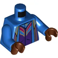 Torso Robe, Gold Trim, Dark Purple Undershirt print, Blue Arms, Reddish Brown Hands