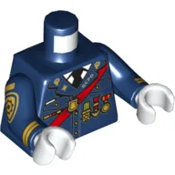 Torso Jacket with Red Sash and Medals Print, Dark Blue Arms with Gold Police Badge Print, White Hands
