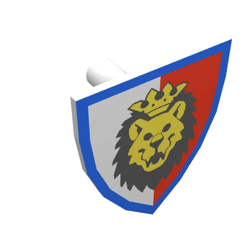 Shield Triangular with Lion Head, Red and White Background Print