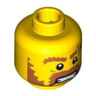 Minifig Head Viking, Brown Beard, Brown Eyebrows, Scar Across Left Eyebrow, Open Angry Mouth, White Pupils Print [Blocked Open Stud]