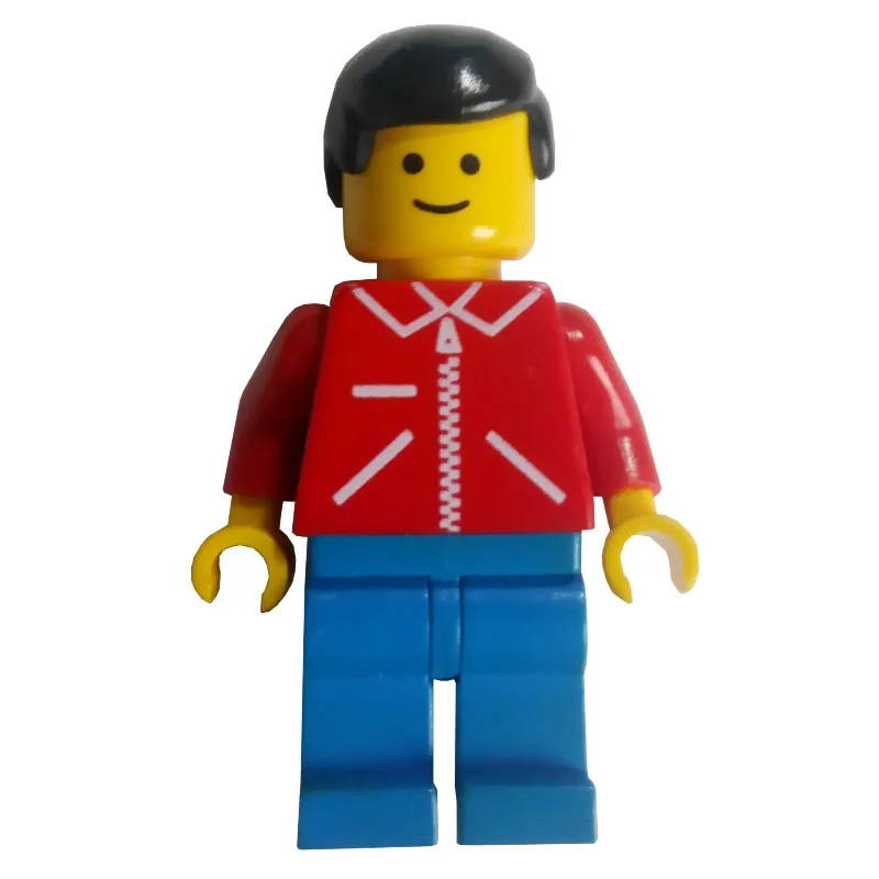 Man, Red Jacket with Zipper, Blue Legs, Black Hair