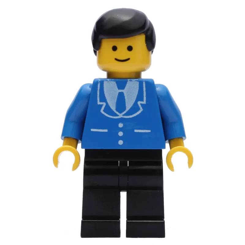 Man, Blue Jacket with Tie and Three Buttons, Black Legs, Black Hair (3626b Head)