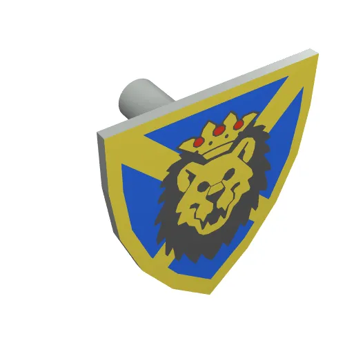 Shield Triangular with Lion Head, Blue and Yellow Print