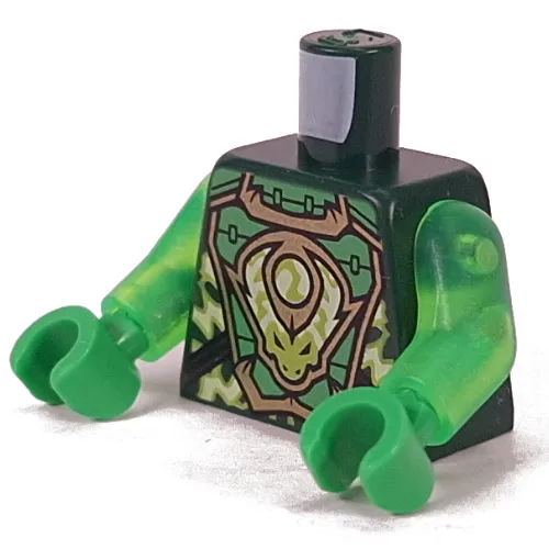 Torso, Sand Green/Gold Armour, Lime/Yellowish Green Decorations, Dragon print, Trans-Bright Green Arms, Green Hands