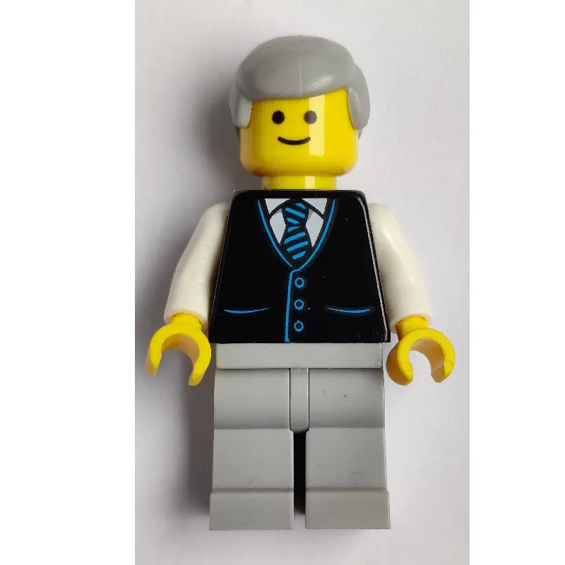 Black Torso Jacket, Light Bluish grey Legs, Light Bluish Grey Hair