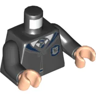 Torso Robes with Dark Blue Collar, Buttoned with Ravenclaw Crest Print, Black Arms, Light Nougat Hands