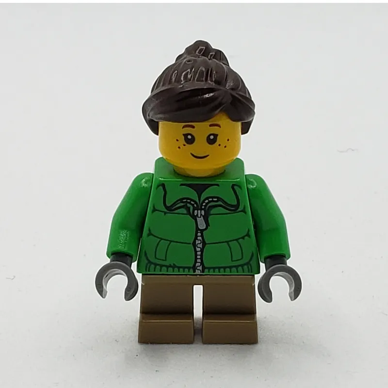 Kid - Green Torso, Dark Tan Legs, Dark Brown Hair