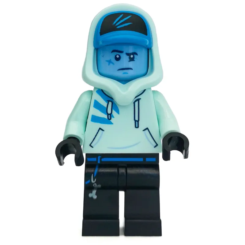 Jack Davids, Light Aqua Hoodie with Hood and Dark Azure Cap