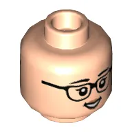 Minifig Head Phyllis Lapin Vance, Glasses, Peach Lips, Smile with Open Teeth / Smiel with Closed Teeth print