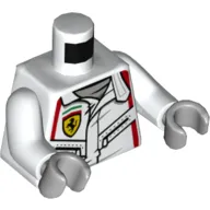 Torso Racing Jacket, Pockets, Ferrari Logo Print, White Arms, Light Bluish Gray Hands
