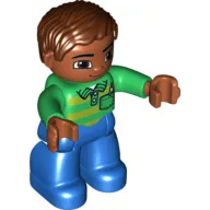 Duplo Figure with Parted Wavy Hair Reddish Brown, with Medium Nougat Face