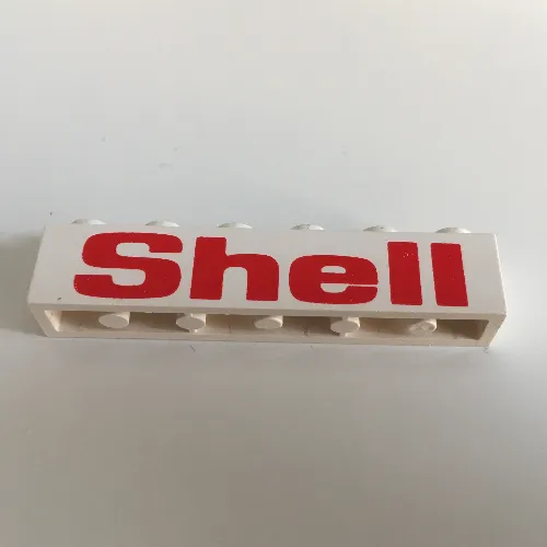 Brick 1 x 6 with 'Shell' Bold Red Print