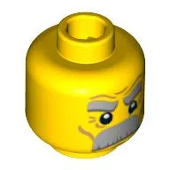 Minifig Head, Thick Moustache and Eyebrows, Determined / Angry Print