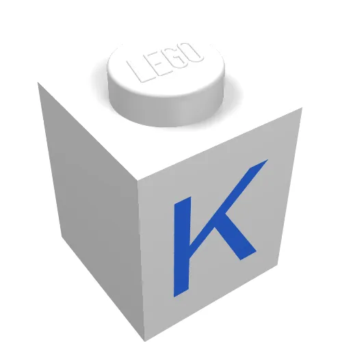 Brick 1 x 1 with Blue K Print