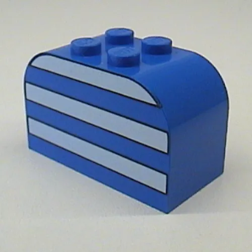 Brick Curved 2 x 4 x 2 Double with White Stripes Print