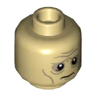 Minifig Head Wormtongue, Dual Sided, Wrinkles and Sunken Eyes Worried / Angry Print [Hollow Stud]