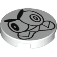 Tile Round 2 x 2 with Bottom Stud Holder with Scowling Nixel Face Print