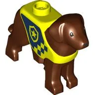 Animal, Dog, Standing with Yellow Vest, Dark Blue Police print
