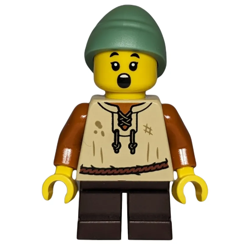 Kid, Tan Torso, Dark Brown Legs, Sand Green Hat