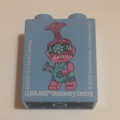 Duplo Brick 1 x 2 x 2 with Bottom Tube with Poppy, 'LEGOLAND Discovery Center 2020' Print