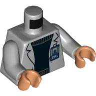 Torso Jacket, ID Badge, Black Sweater Print, Light Bluish Gray Arms, Nougat Hands