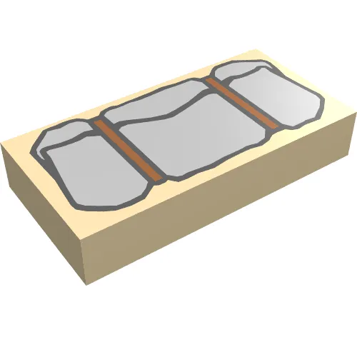 Tile 1 x 2 with Dark Bluish Gray Bedroll Print