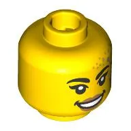 Minifig Head Black Eyebrows, Nougat Lips, Gold Dots, Silver Star with Constellation