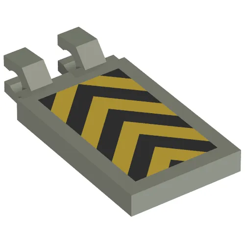 Tile Special 2 x 3 with Horizontal Clips with Yellow and Black Danger Chevron Print